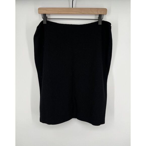 St John Collection Size 12 Pencil Skirt Zip Closure Caviar Black Santana Knit - Picture 1 of 5